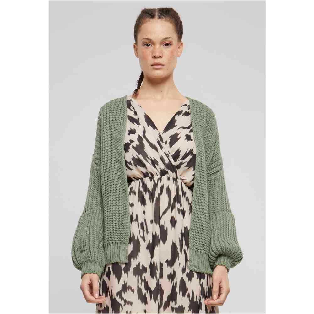 Cloud5ive - Chunky knit with puffer sleeves Cardigan - Green